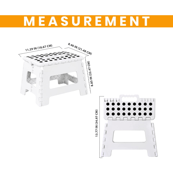 Sammenleggbar hjemmetrinnkrakk - (1 pakke) 9" høy fotskammel - Holder opptil 300 lbs - Lett sammenleggbar trinnkrakk i plast for