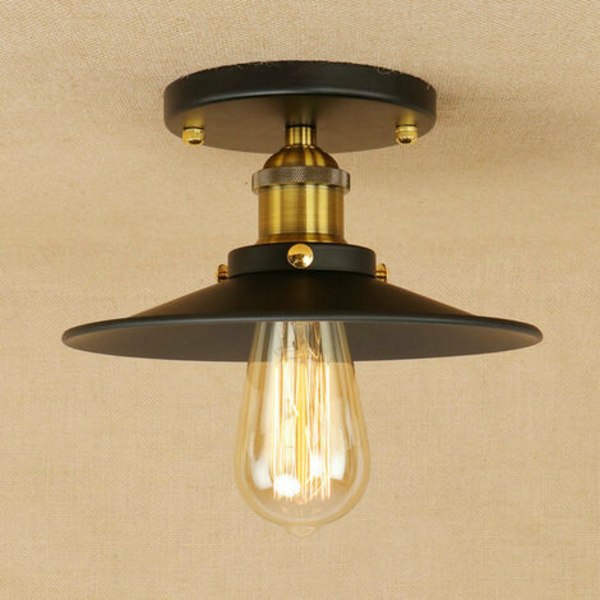 Retro taklampa med metallskärm, bondgårdstaklampa för hall loft köksbar med LED-lampor (typ A)