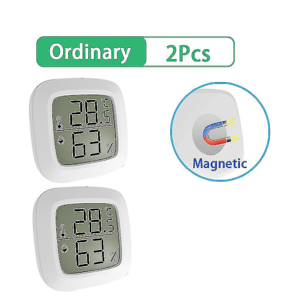 Mini indendørs magnetisk termometer LCD digital temperatur fugtighedssensor termometer Hjem Rum Hygrometer Måler Vejrstation 2 Pcs Ordinary