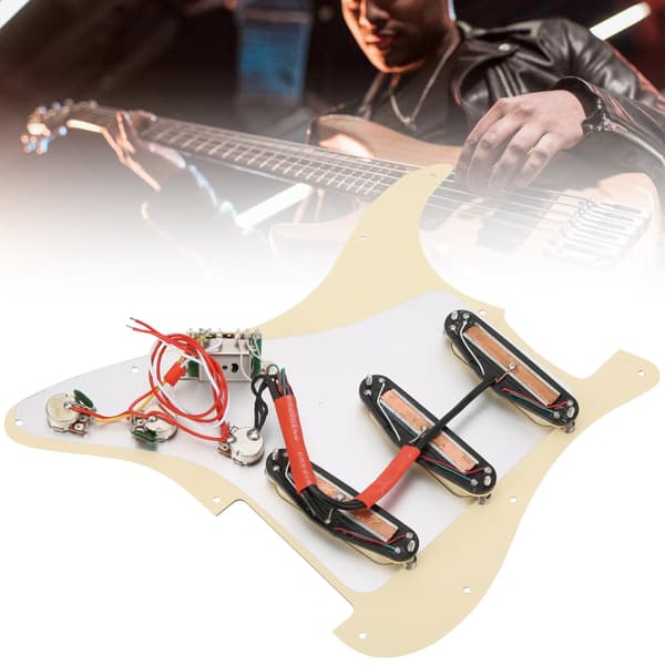 Formonteret Pickguard Pickup Sæt Single Coil Beige Elektrisk Guitar Tilbehør