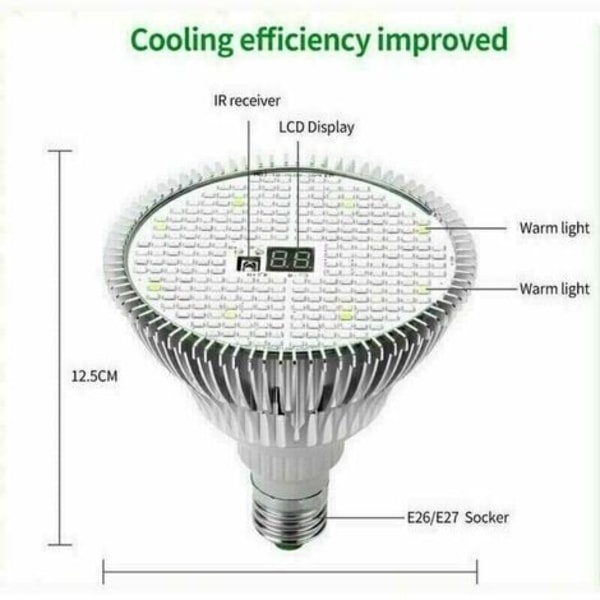 50 W E27 täyden spektrin puutarhanhoito-LED-lamppu - Kasvi- ja kukkalamppu sisäkasvien viljelyyn - Multi-Mode-kaukosäätimellä