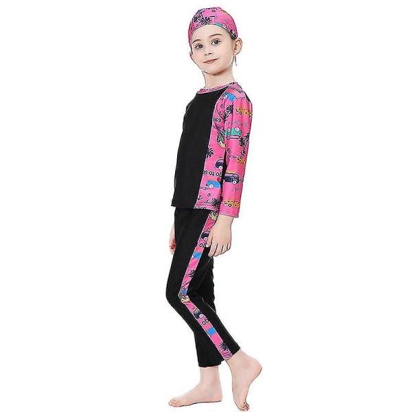 3 stk Børn Piger Muslim Modest Burkini Islamisk Badetøj Black 2-3 Years