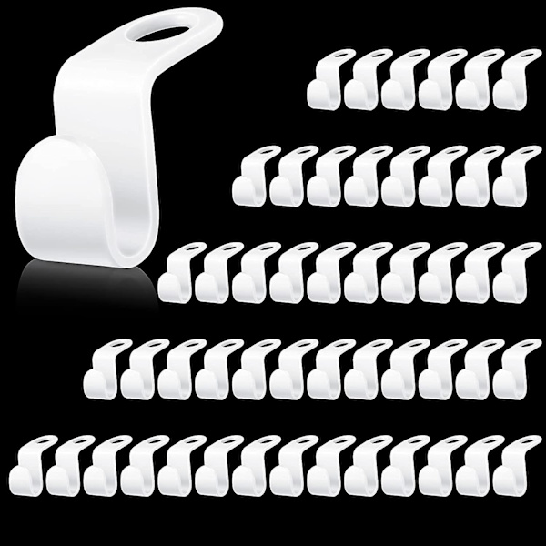 50 styks tøjbøjlekonnektorkroge Tilslutningsbøjleclips Pladsbesparende bøjlestik Mini Cascading Hanger forlængerclips Hvid