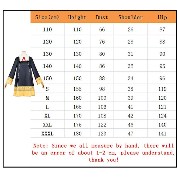 Aikuisten lasten anime Spy Family Anya Forger mekko Cosplay-asu 140