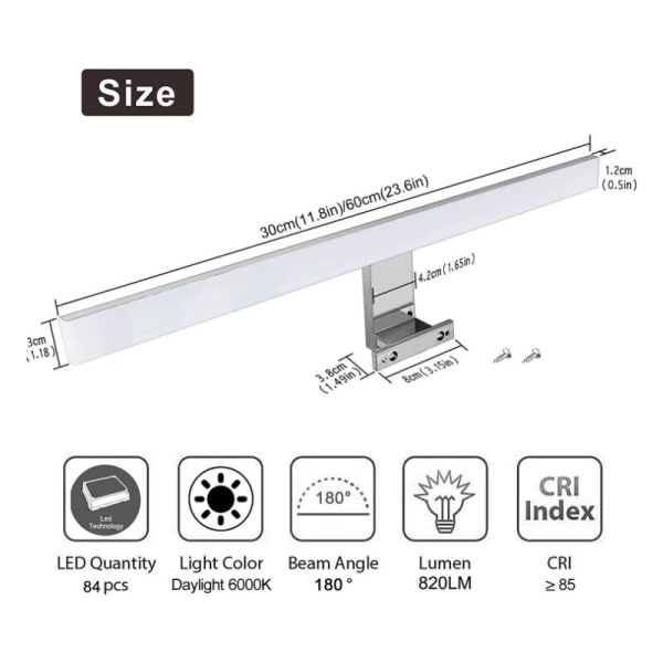 LED spejl frontlys badeværelse spejl lys AC85-265V badeværelse badeværelse lys 300mm