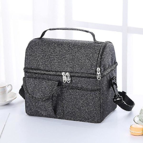 Kapacitet Färska Stora Kylväskor Vattentät Oxford Portable Zipper Thermal Lunchväskor (svarta)