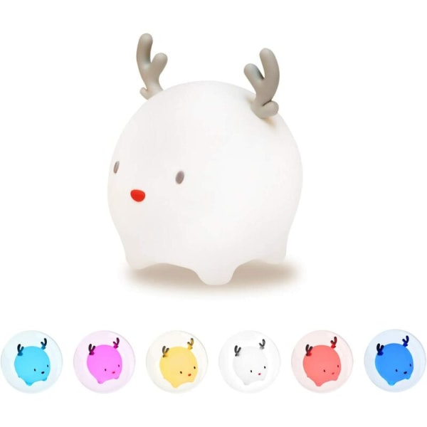 Valkoinen 0,16 W Cute Pet Fawn Silikoni yövalo USB lataus Shoot Night Light LED-ajastus, olohuoneeseen ja lastenhuoneeseen