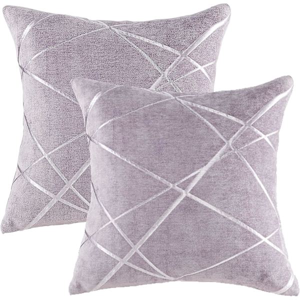 Dekorativ sofa pudebetræk, sofa tyk pude pudebetræk, firkantet grå luksus pude 2 sæt 40*40 cm Violet