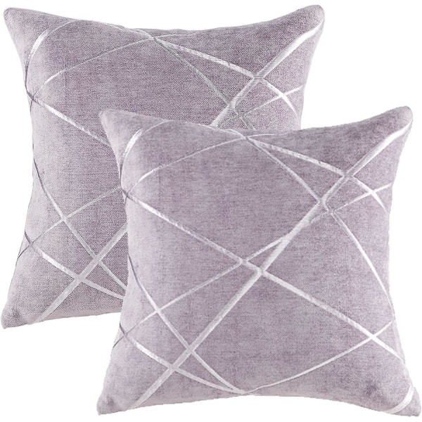 Dekorativ soffa örngott, soffa tjock kudd örngott, fyrkantig grå lyx kuddar 2 set 40*40 cm Violet