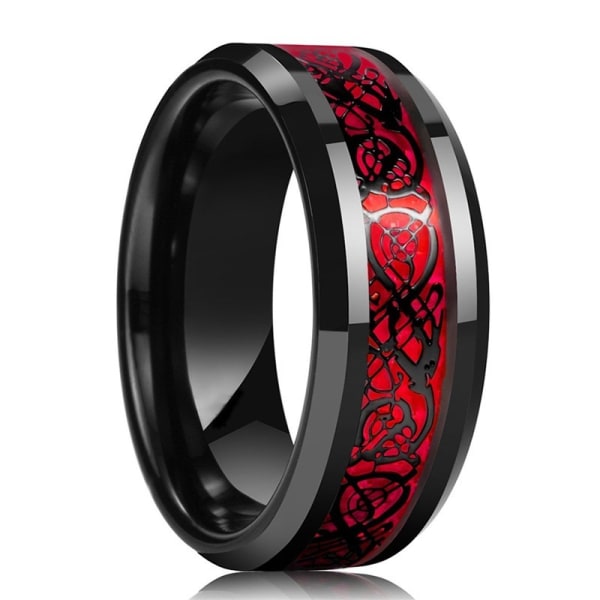 Rød Carbon Fiber Dragon Ring til mænds smykker