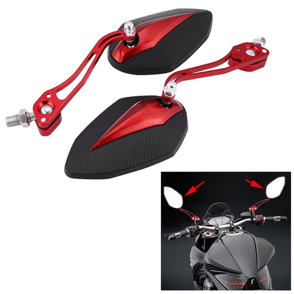 8mm 10mm Universal Motorcykel Scooter Backspeglar Rött Par