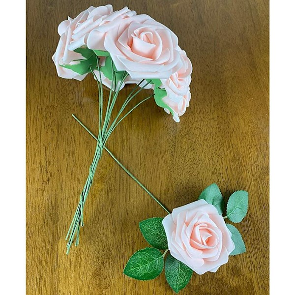 Blush pulver 8 cm Simulert PE skum blomsterrose for DIY bryllup brudebukett midtpunkt borddekning hjemmefest dekorasjon,