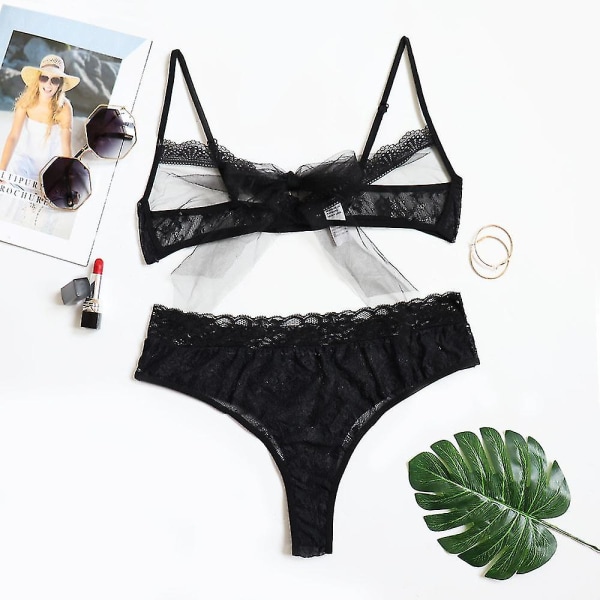 Kvinnor Plus Size Underkläder Sexiga Spets Underkläder Set BH Thong