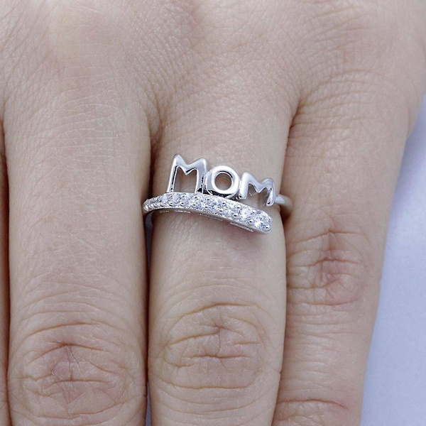 Mote Zircon Innlagt Hul Mor Brev Finger Band Ring Mødre&#39; Dagsgaver US 9