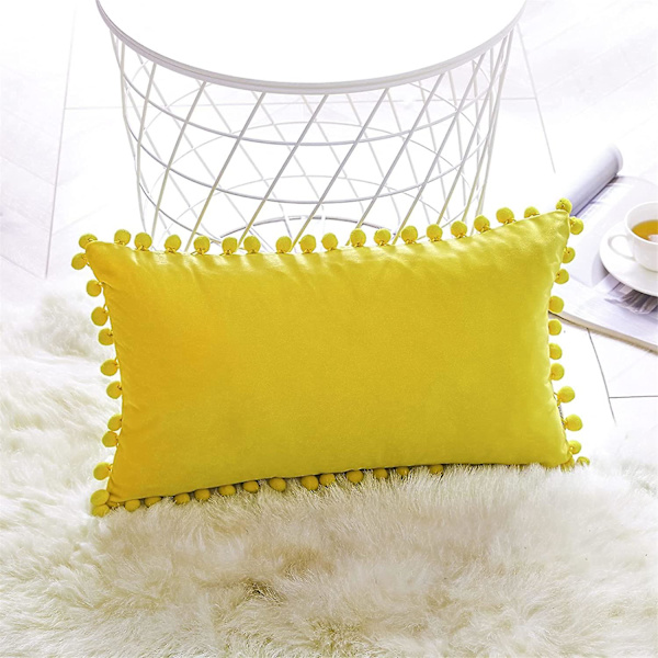 Dekorative lumbale putetrekk 12 X 20 tommer myke partikler Fløyels solide putetrekk 12**20* Lemon