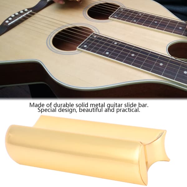 Hawaiian Metal Pearse Gitarr Slide Tone Bar för Stränginstrument Guld