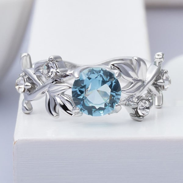 Kvinner Ring Blader Rhinestones Smykker Elegant Bright Luster Ring For Daglig Bruk US 7