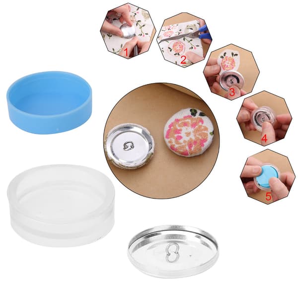 Stoffposeknapper Kit Rund Knapp Base DIY Håndverksspenne Verktøy 40MM