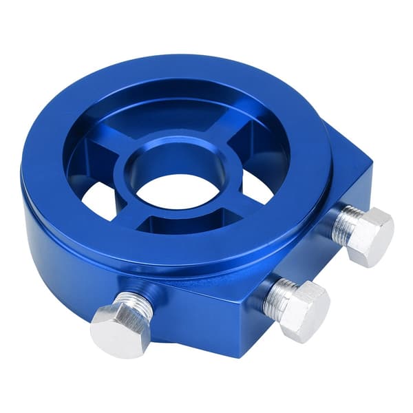 Blå aluminium universell oljefilter kjøler måler sandwichplateadapter