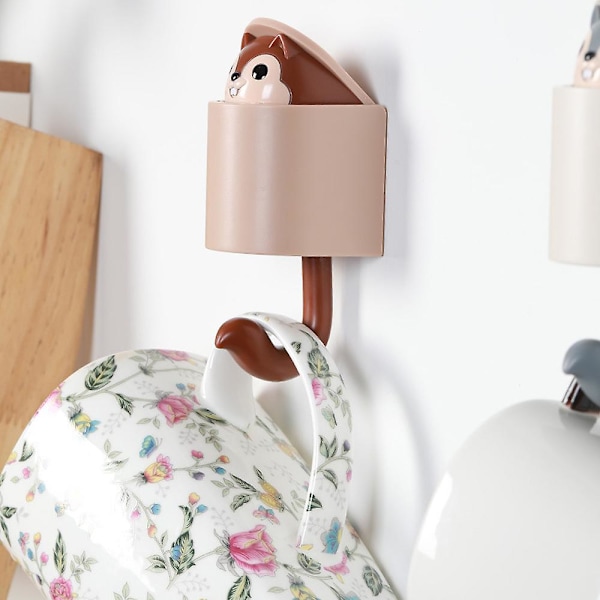 2 st Ekorrformad självhäftande krok för barnrum Vardagsrum Sovrum, söt tecknad Creative Pink
