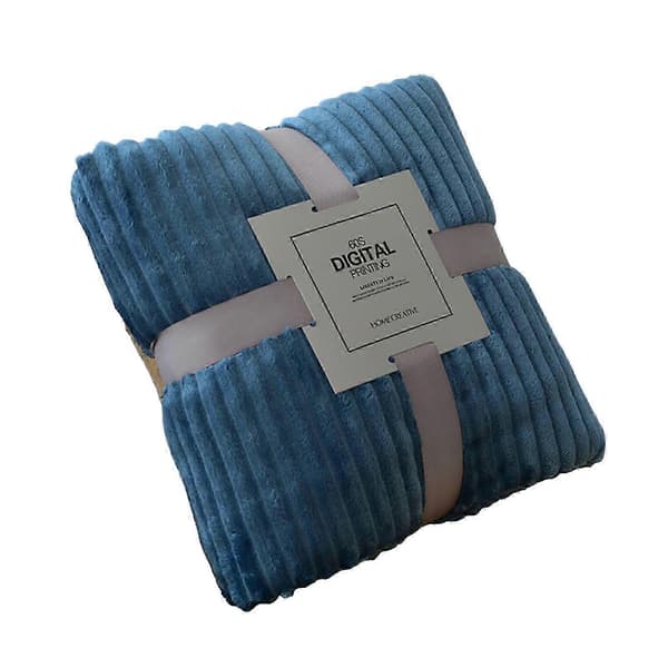 Stribet mønster fleece tæppe flannel sengetæppe sengetæppe aircondition tæpper plaid S Røgblå