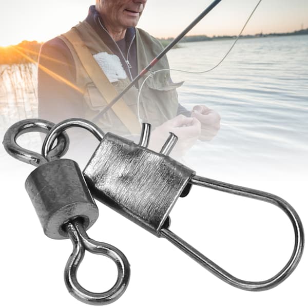100 st Interlock Snap Kullagersvängbara Rullande Ring Fiskekoppling Båtkrok