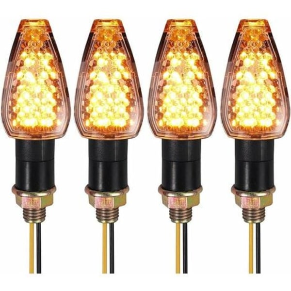 4 stk E-merket LED Blinklys Motorsykkel Blinklys Indikator 14 LED Vanntett Amber Light 12V for M10 Universal Mo