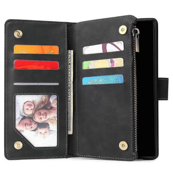 Etui til Samsung Galaxy Note 10 Plus Læder Magnetisk Pung Lynlåslomme Beskyttelse Håndrem Kompatibel med Samsung Galaxy Note 10 Plus Etui C3