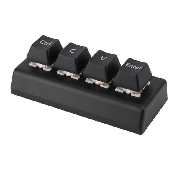 4-tasters programmerbart mekanisk tastatur NKRO Rød switch til gaming, kontor, medier, sort