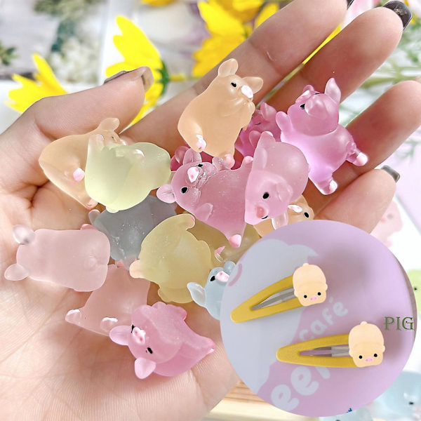 3 X 10 st Piggy Figurine Glow In The Dark Handgjord harts Lysande grisstaty Gör-det- phone case Dekoration Heminredning