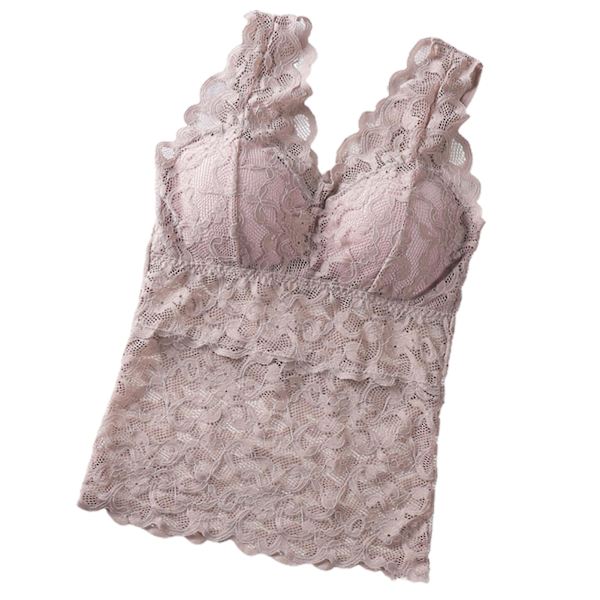 Spets Camisole Damstickade Sportunderkläder Bean Paste XL