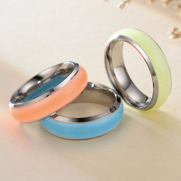 Enkel mode unisex lysende ensfarvede glødende ring smykketilbehør Pink US 6