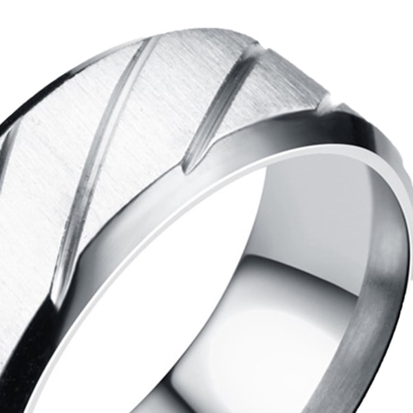 Par ring kypert mønster Alle match Fin utførelse Rustfritt stål Geometrisk skinnende unisex ringer for forlovelse Black US 6