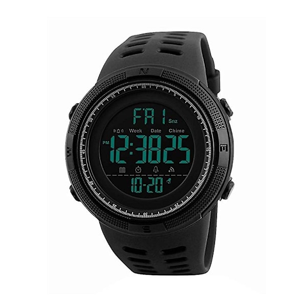 Herre Sports Silikone Digital Watch 1251 - 26 Mm - Sort