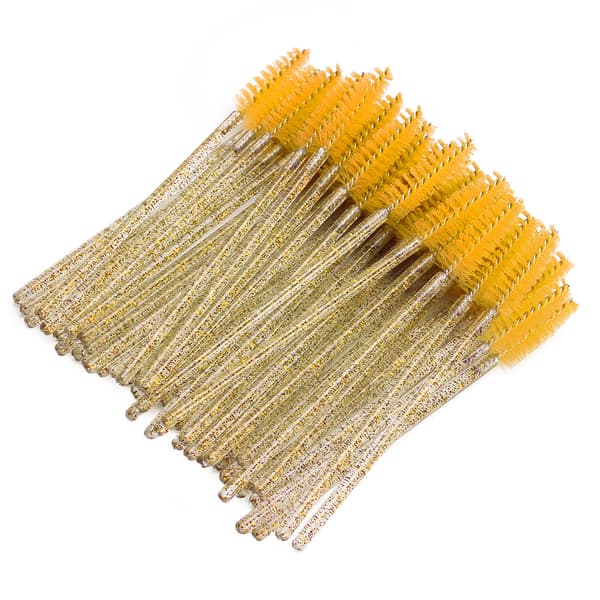 50 stk. engangs nylon makeup mascara børster bærbare øjenvippe øjenbryn gule
