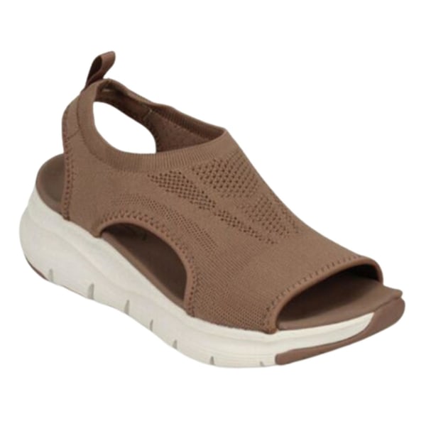 Damesandaler med Mesh Øvre Platform Fish Mouth Sko 41 Brown