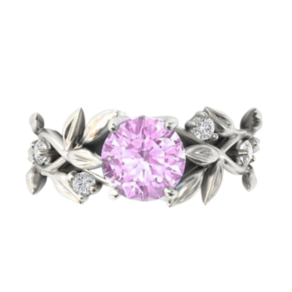 Kvinder Ring Blomster Design Alle Match Tilbehør Mode Sød Rhinestone Vielsesring Til Fest Pink US 8