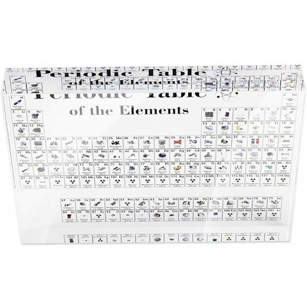 Tryckplåt 170*120*24mm Svartvitt element Kristallfärg Periodisk tryckplåt Periodiska systemet för kemiska grundämnen