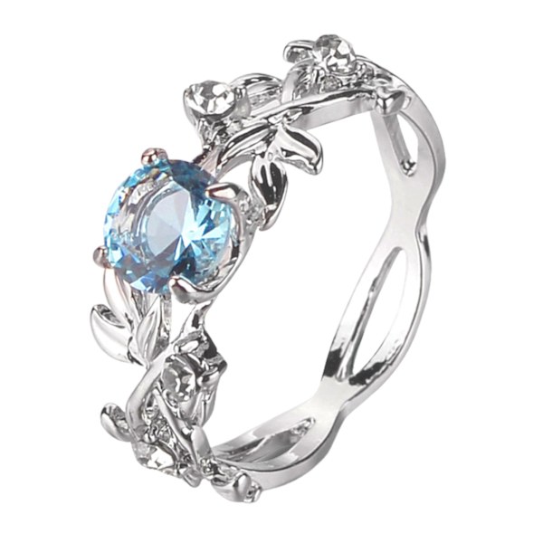 Kvinner Ring Blader Rhinestones Smykker Elegant Bright Luster Ring For Daglig Bruk US 7