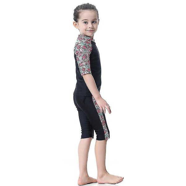 Barn Jenter Islamsk Muslim Badetøy Modest Burkini Black 2-3 Years