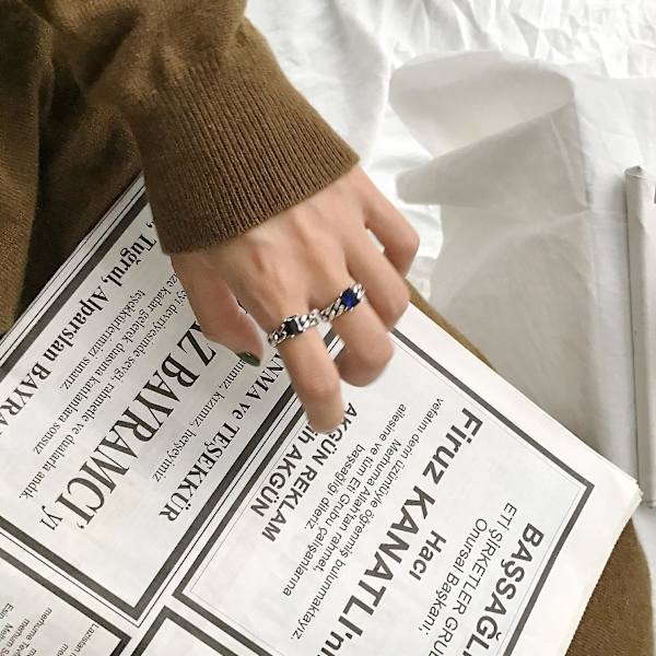 Ring Sølv S925 Agat Modesmykker Ac7497 White