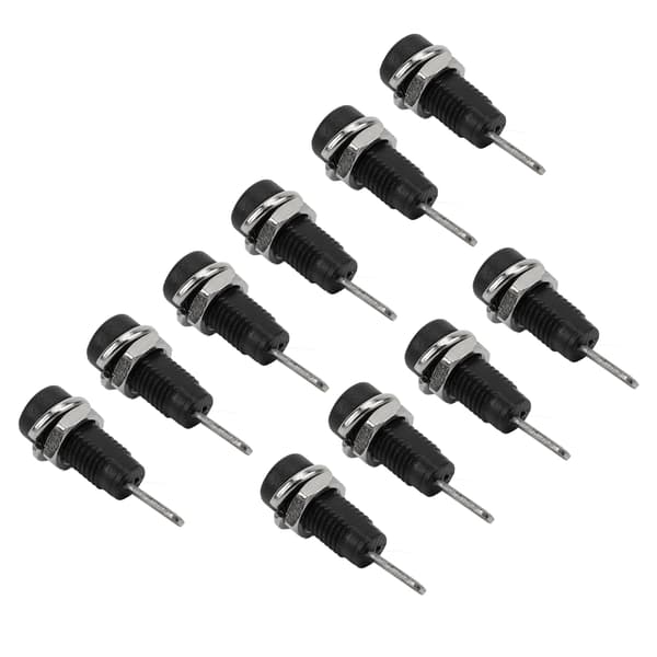 2 mm Bananstik Panel Sokkel Forlænget Stik Adapter - 10 stk (sort)