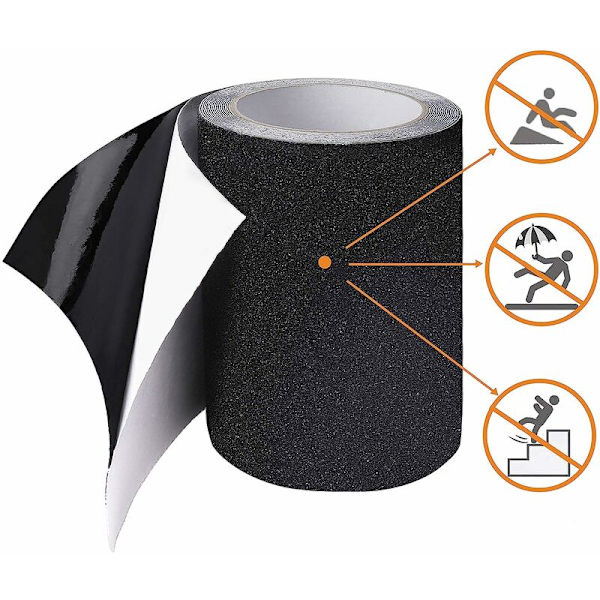 15CMX5M svart PVC advarselstrapp Sklisikker slitasjebestandig sandoverflatetape