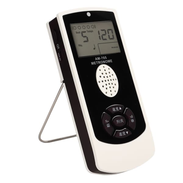 Vit Elektronisk Metronom 1800mah LCD Digital Display Universal Gitarr Piano Saxofon Sång