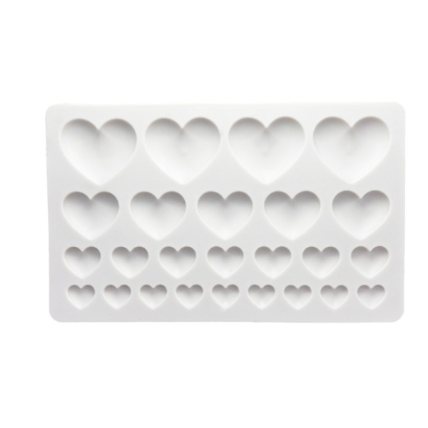Stort og lille hjerte silikoneform Valentinsdag fondant chokoladekage dekoration bageform (pink to),