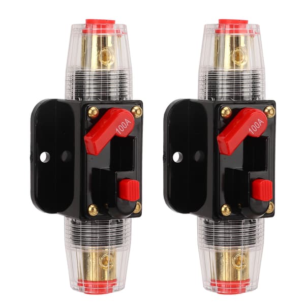 12V 24V Inline Strømafbryder Manuel Reset Sikringsholder Batteri Kabelsko Krympeflex Bil Båd Lydsystem 100A