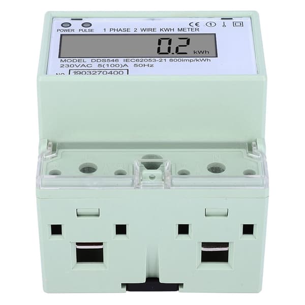 Enfase 5A til 100A 230VAC Digital LCD Energimåler DIN Skinne Strømforbruksmonitor