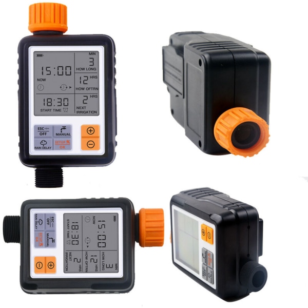 Automatisk vandingstimer til haven, udendørsvandingstimer, sprinklertimer med stort LCD-display,