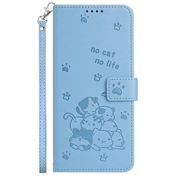Präglat katttelefonfodral i läder med snodd Blue For Infinix Note 50x