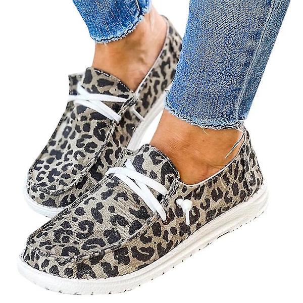 Naisten Plimsoll Casual mukavat kengät Loafer Leopard 37